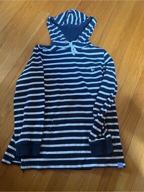 The Black Dog Navy & White Striped Kids Hooded Pullover